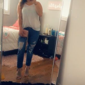 Mid rise ripped jeans